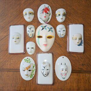 Vintage Decorative Porcelain Clown Masks